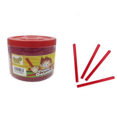 Cañitas de gelatina fresa.