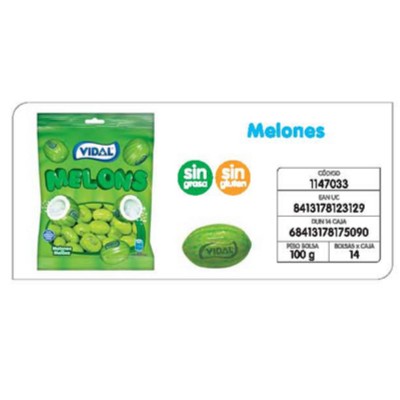 Chicle melones grageados.