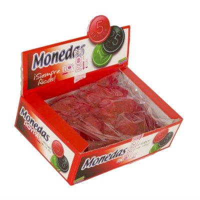 Gominolas monedas fresa.